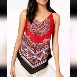 Bcx Scarf Print Tank Top Size Medium Red Blue